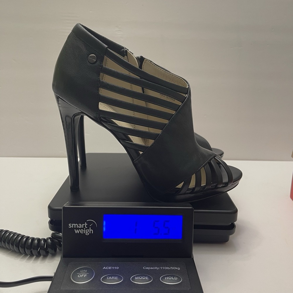 Calvin Klein Laraine Burnished Nappa High Heels Open Toe Black Women's Size 8M - Picture 9 of 9
